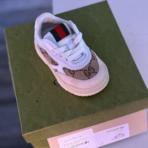 Kids Designer White and Brown Sneakers